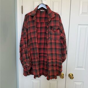 TALULAH Red and Black Plaid Top